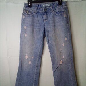 Aeropostale Jeans Juniors 1 2 Cropped Distressed Light Wash Blue